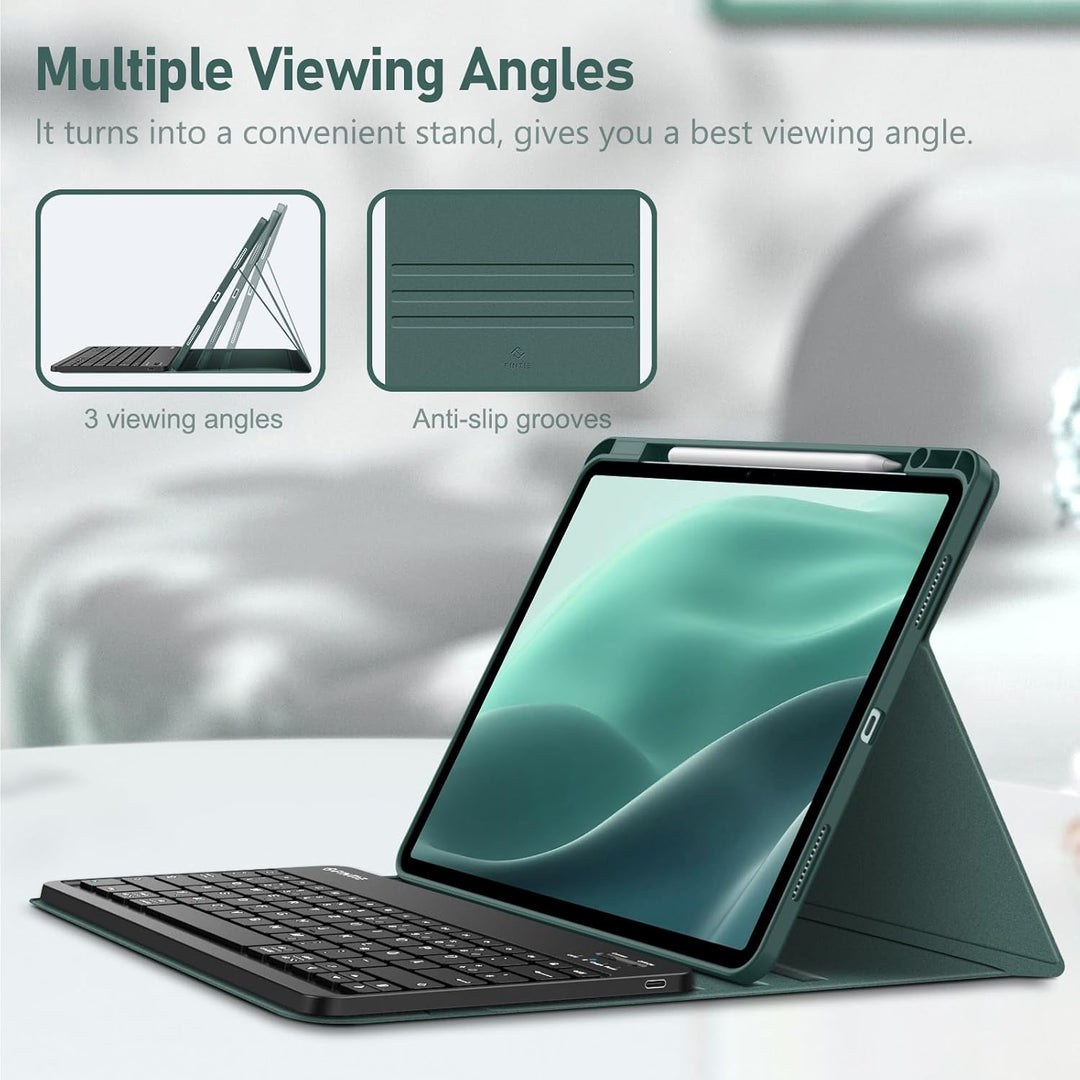 FINTIE Hülle mit Tastatur für iPad Air 13 Zoll M4/M3/M2 (2026/2025/2024), Soft TPU Rückseite Gehäuse