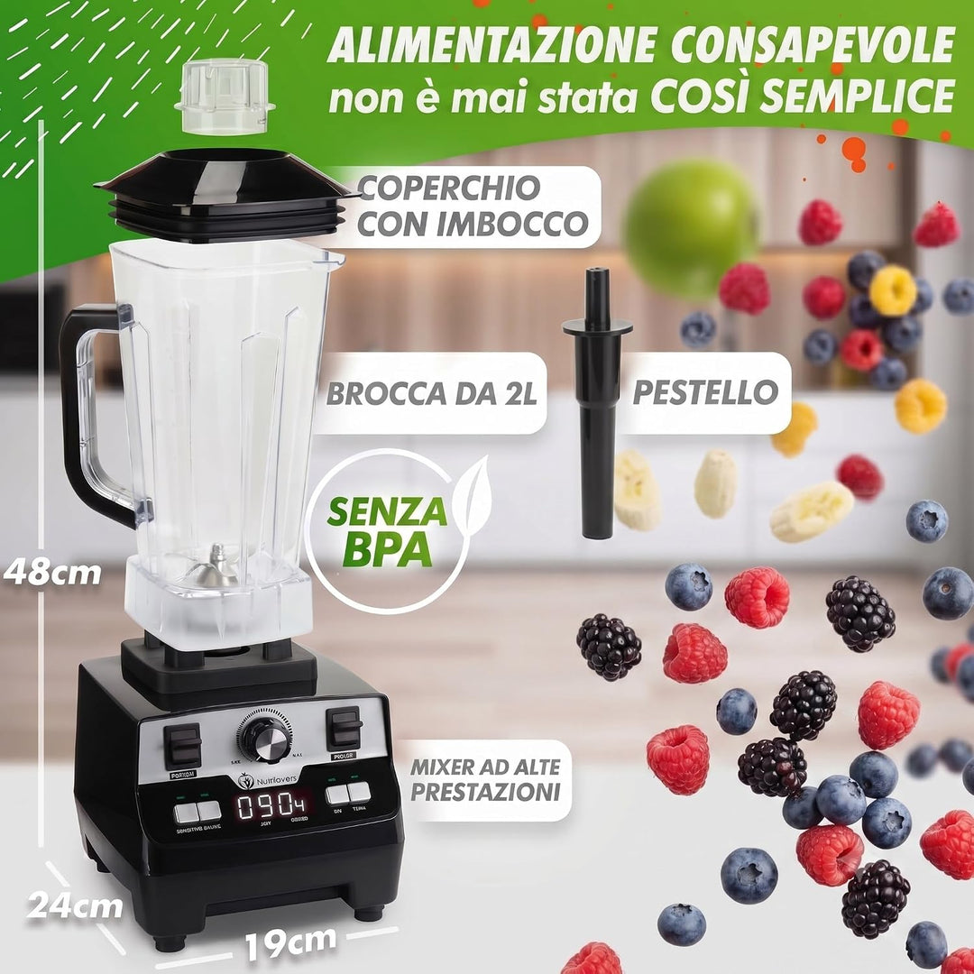 Nutrilovers Hochleistungsmixer NUTRI-BLENDER MAX Standmixer 2000W Hochleistung Smoothie-Maker Profi