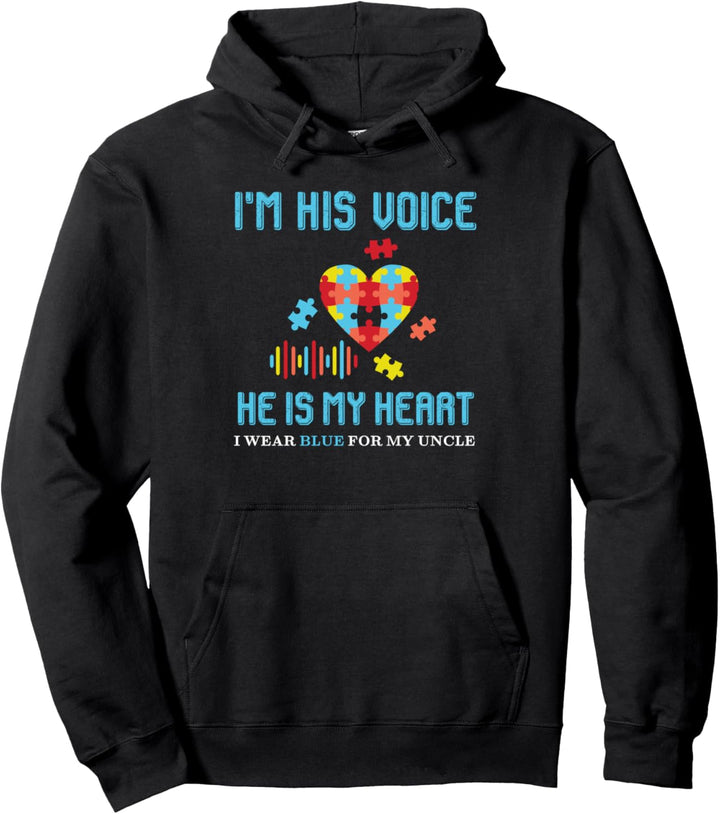 Er ist mein Herz Ich trage blau für mein Onkel Awareness Pullover Hoodie