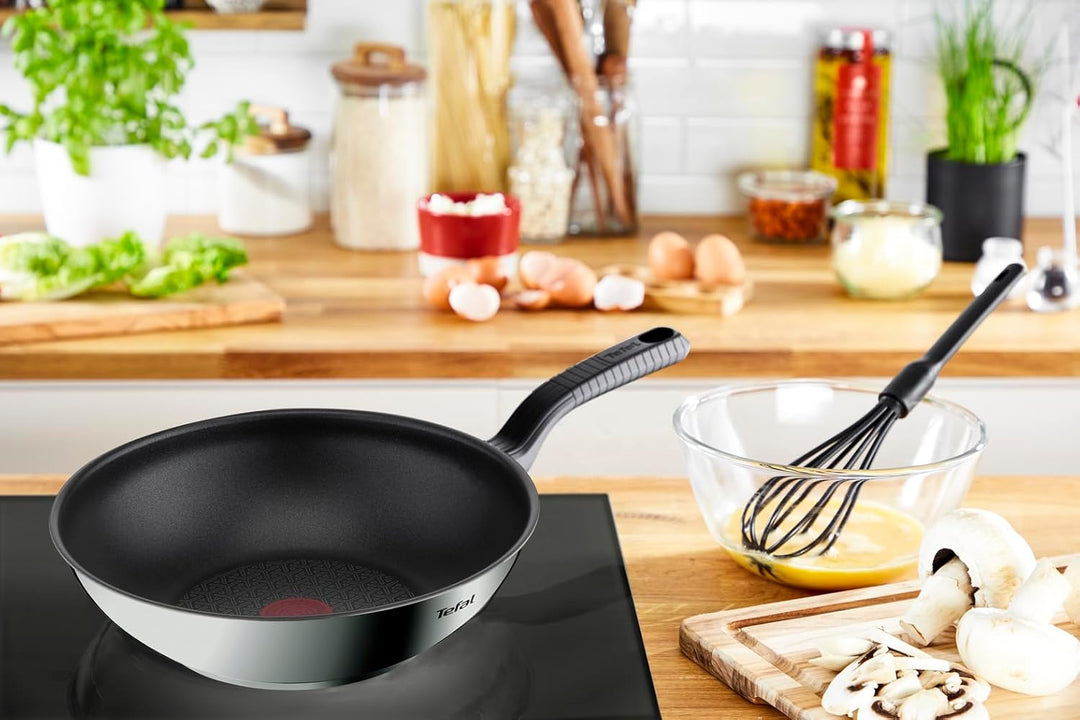 Tefal G7261944 Comfort Max Edelstahl Antihaft-Wok, 28 cm – Silber Aus Edelstahl, Aus Edelstahl