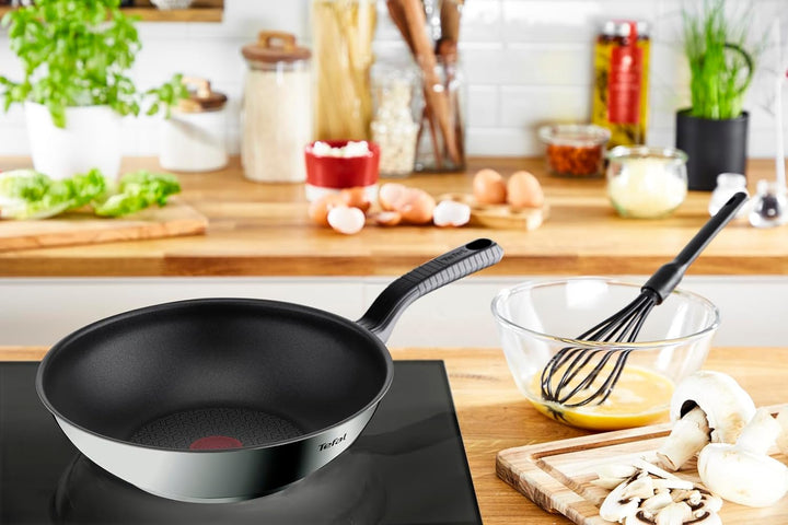 Tefal G7261944 Comfort Max Edelstahl Antihaft-Wok, 28 cm – Silber Aus Edelstahl, Aus Edelstahl
