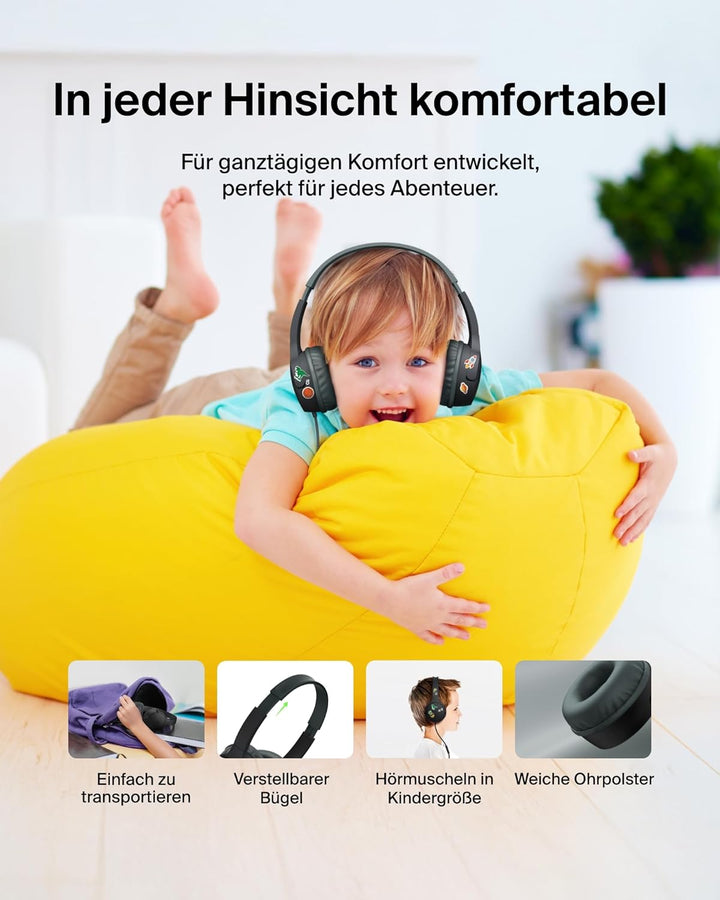 Belkin SoundForm Kopfhörer Kinder mit Kabel, USB-C auf 3,5-mm-Klinken Dongle, integriertes Mikrofon,