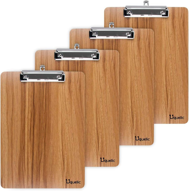 Uquelic Klemmbrett/Schreibbrett/Clipboard A4-4Pcs Klemmbretter A4 Eleganz Luxus Holzmaserung Abgerun