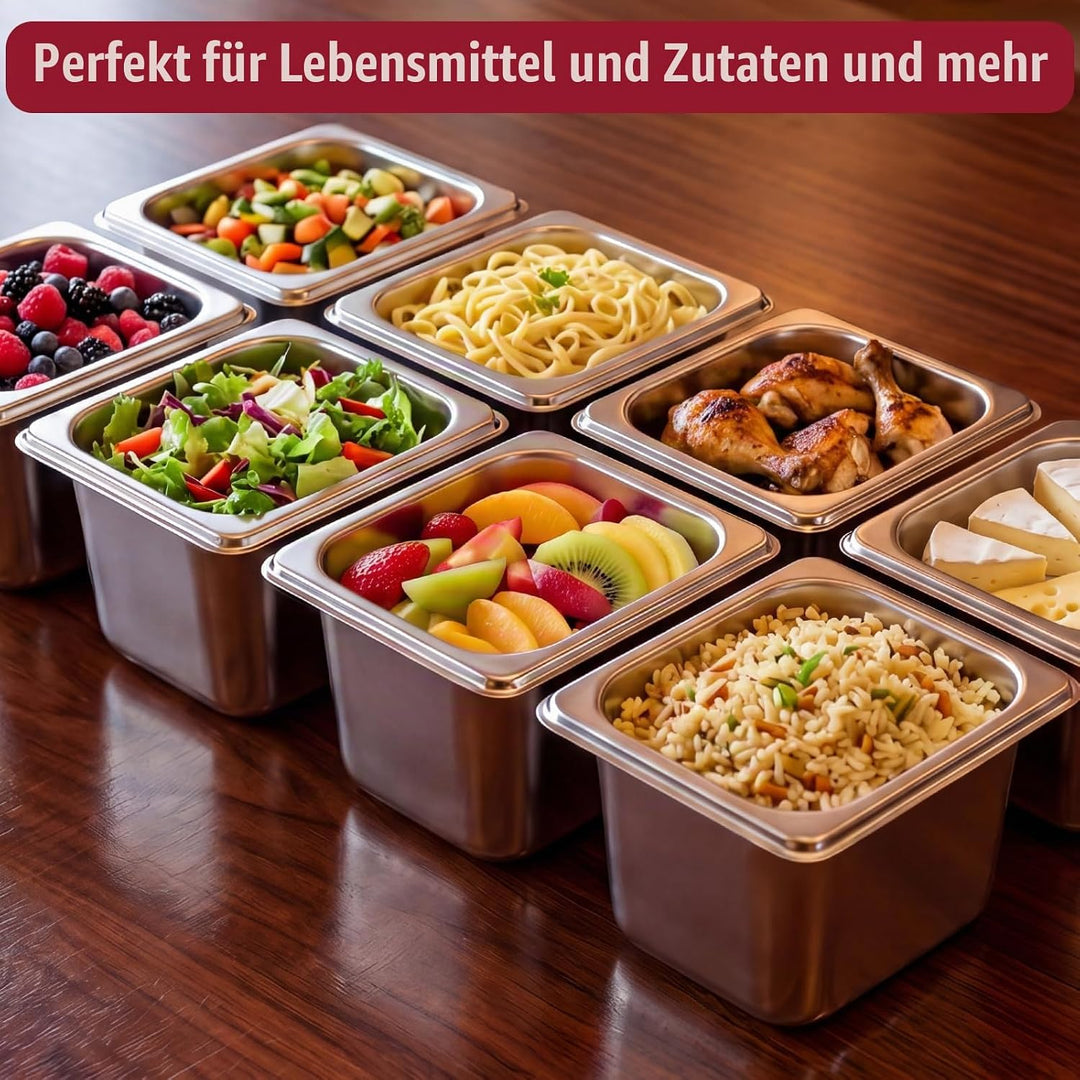 Panierschalen Set 4-teilig, GN 1/6 Behälter, 17,6 x 16,2 x 10 cm Panierset für Koteletts, Gastronorm