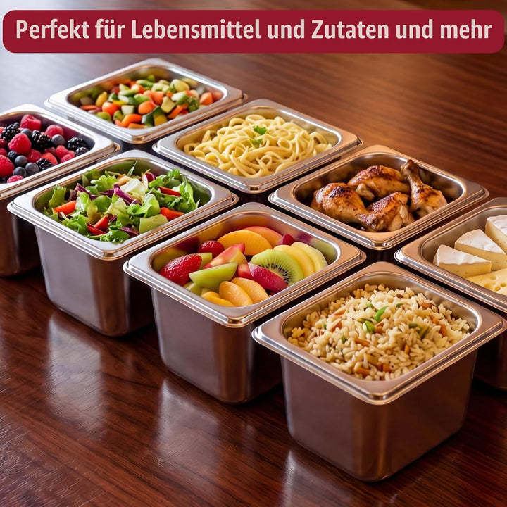 Panierschalen Set 4-teilig, GN 1/6 Behälter, 17,6 x 16,2 x 10 cm Panierset für Koteletts, Gastronorm