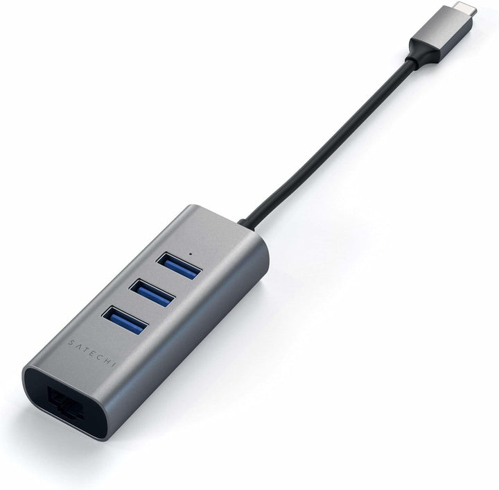 SATECHI Hub USB-C 2-in-1, Ethernet, 3X USB-A 3.0, Space Grau, Space Grau