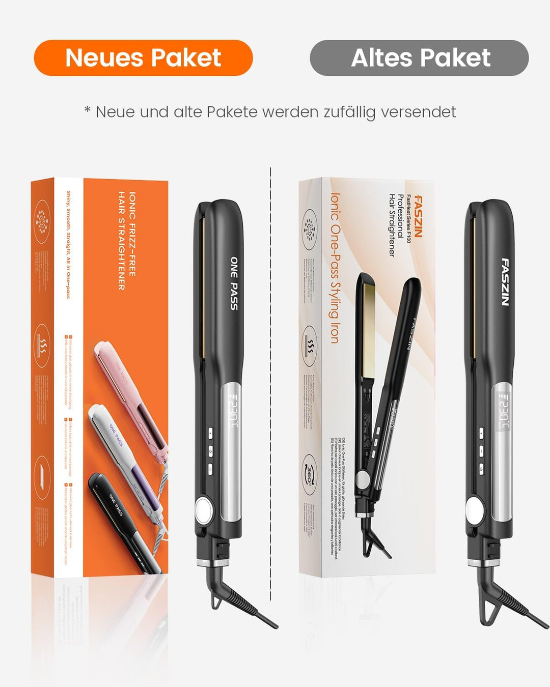 Faszin 2 in 1 Glätteisen Locken und Glätten, 20s Schnellaufheizung, Titanplatten Ionen Haarglätter f
