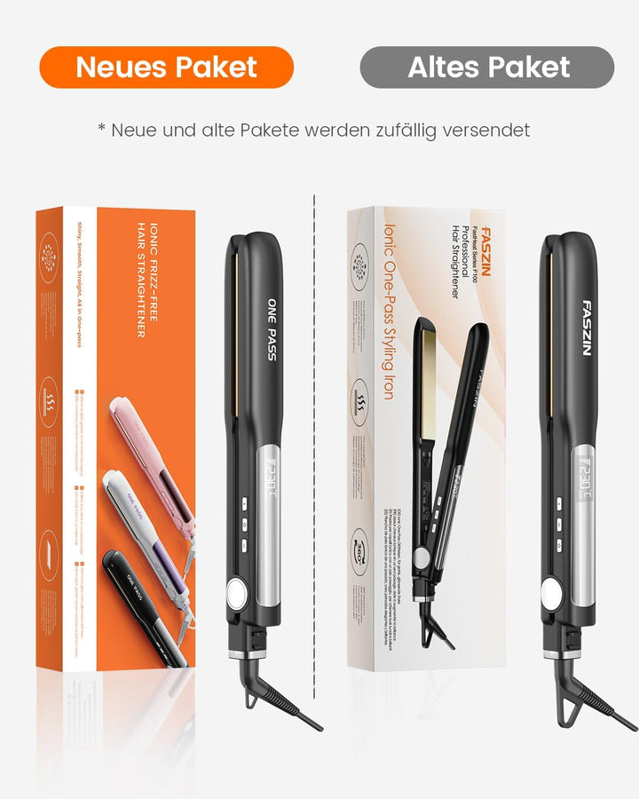 Faszin 2 in 1 Glätteisen Locken und Glätten, 20s Schnellaufheizung, Titanplatten Ionen Haarglätter f