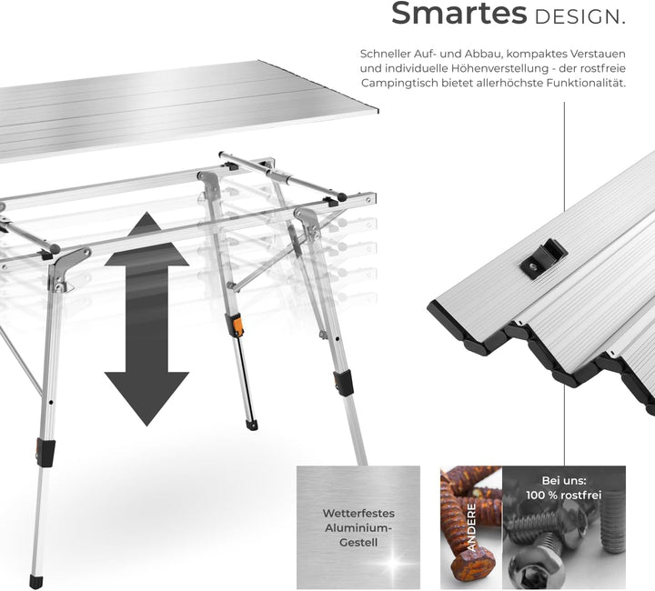 tectake® Campingtisch, Klapptisch aus Aluminium, Campingtisch faltbar, Reisetisch, Gartentisch klapp
