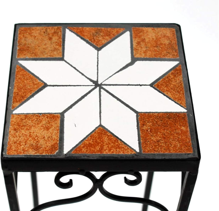 DanDiBo Blumenhocker Mosaik Eckig 3er Set 46, 54, 62 cm Blumenständer 12012 Beistelltisch Pflanzenst