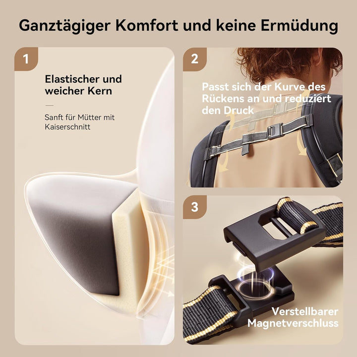 Babytrage mit Hüftkissen, 2-in-1 Verstellbar &amp; Abnehmbar, Atmungsaktiv &amp; Einfach zu Tragende Tragehi