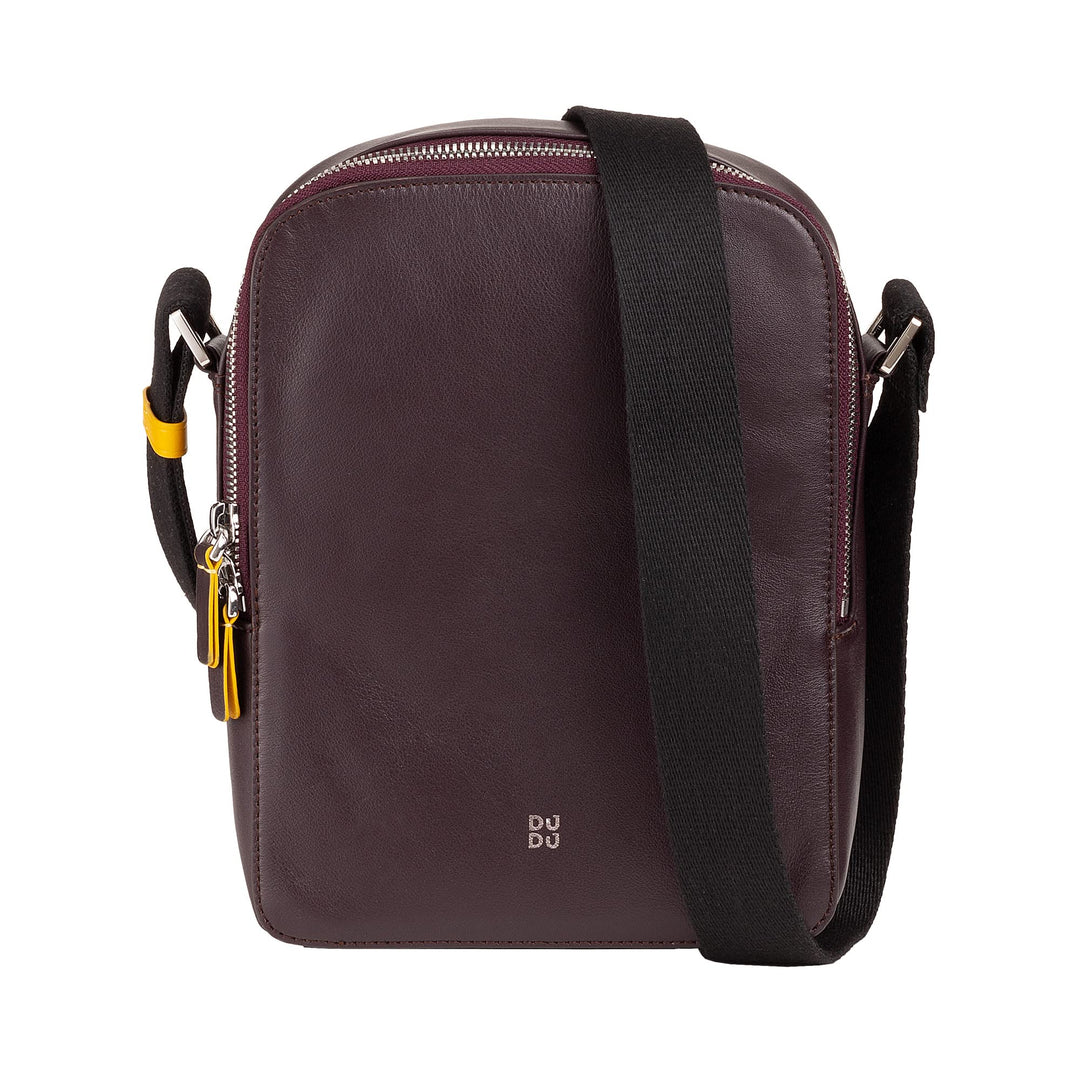 DUDU Herren-Handtasche aus echtem Leder, verstellbare Umhängetasche, kleines kompaktes Design, mehre