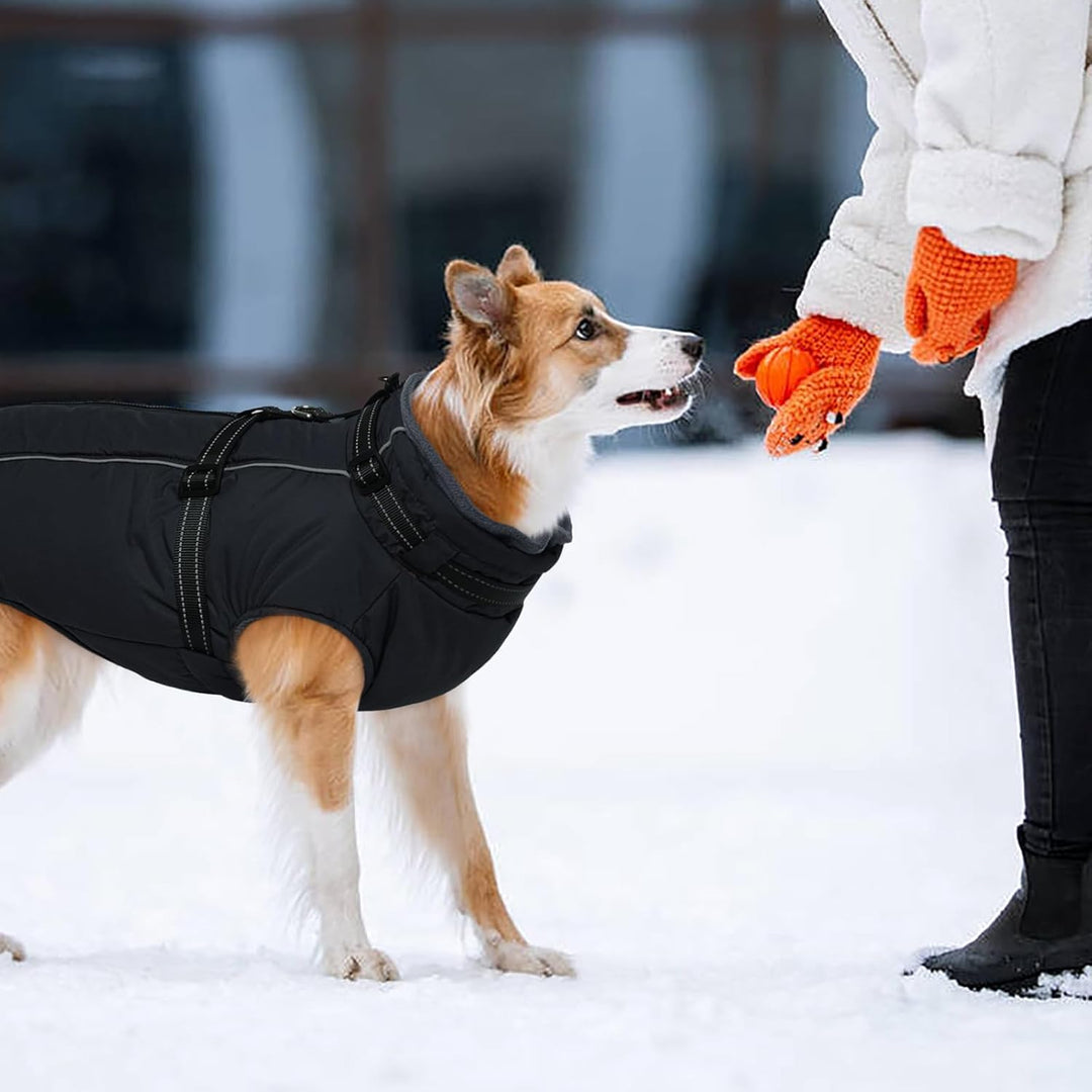Kuoser Hundemantel für Mittelgrosse Hunde - Wasserdicht, Warm Mit Geschirr - Winterjacke Fleecemante