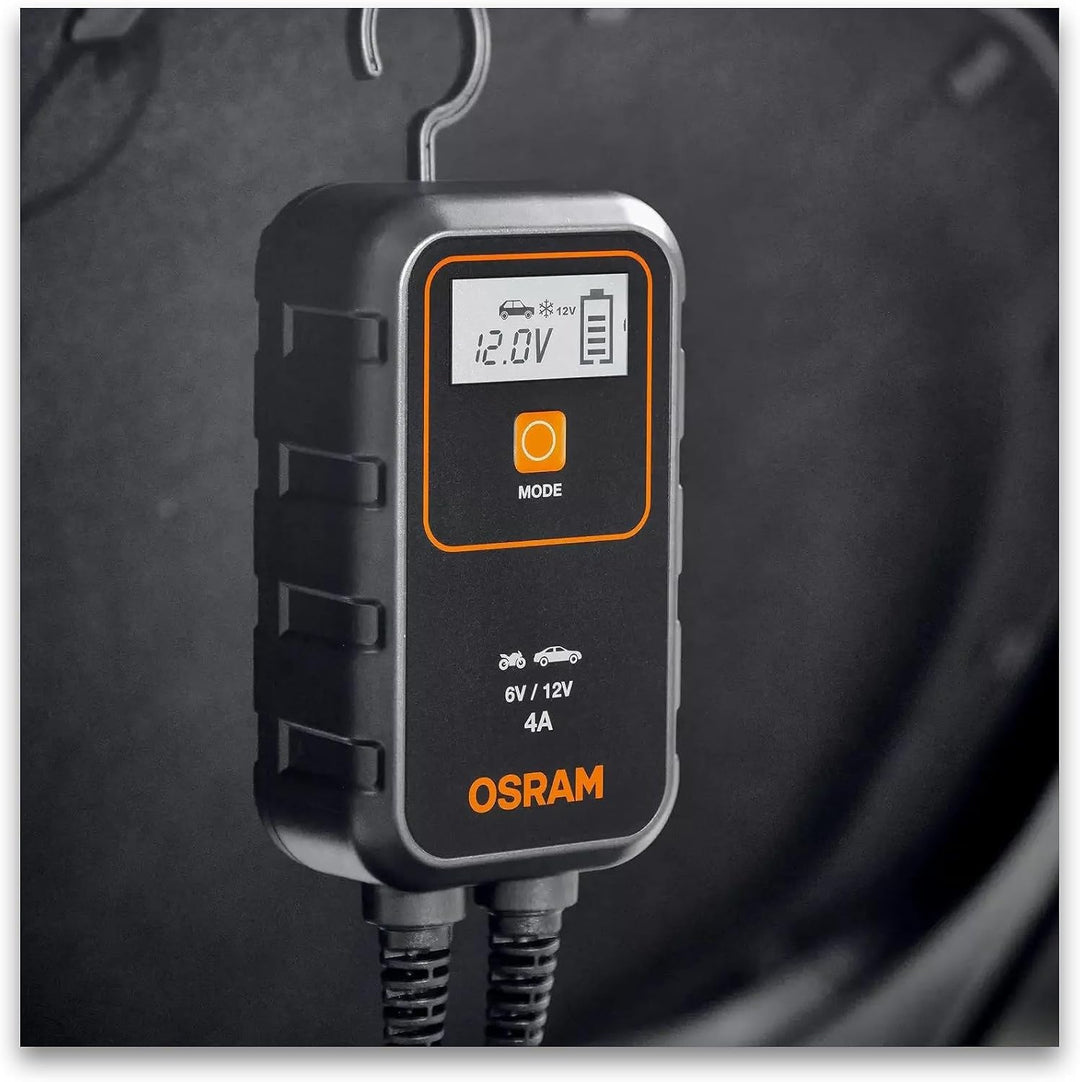 OSRAM BATTERYcharge 904, KFZ-Batteriewartungsgerät 12V, mobiles KFZ Batterieladegerät für PKW & Moto