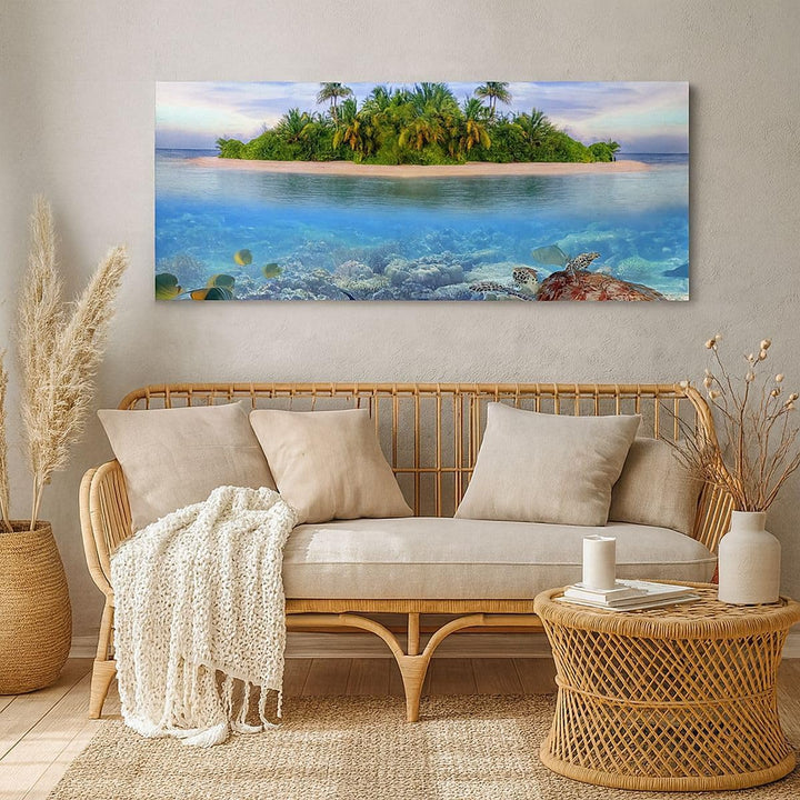 Wandbilder Dekoration Wohnzimmer Strand lagune wasser ozean Panorama Bilder auf Leinwand 120x50cm Le