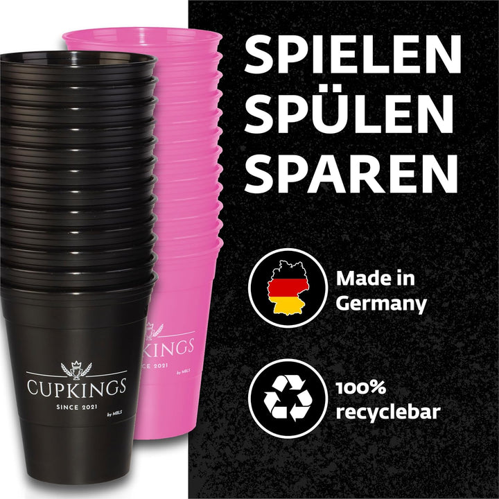 CUPKINGS Party Becher Set | 22 Hartplastik Becher Made in Germany | Festival Zubehör & Party Deko |