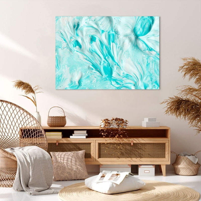 Bilder auf Leinwand 100x70cm Leinwandbild mit Rahmen Blume Abstraktion Gross Wanddeko Bild Schlafzim