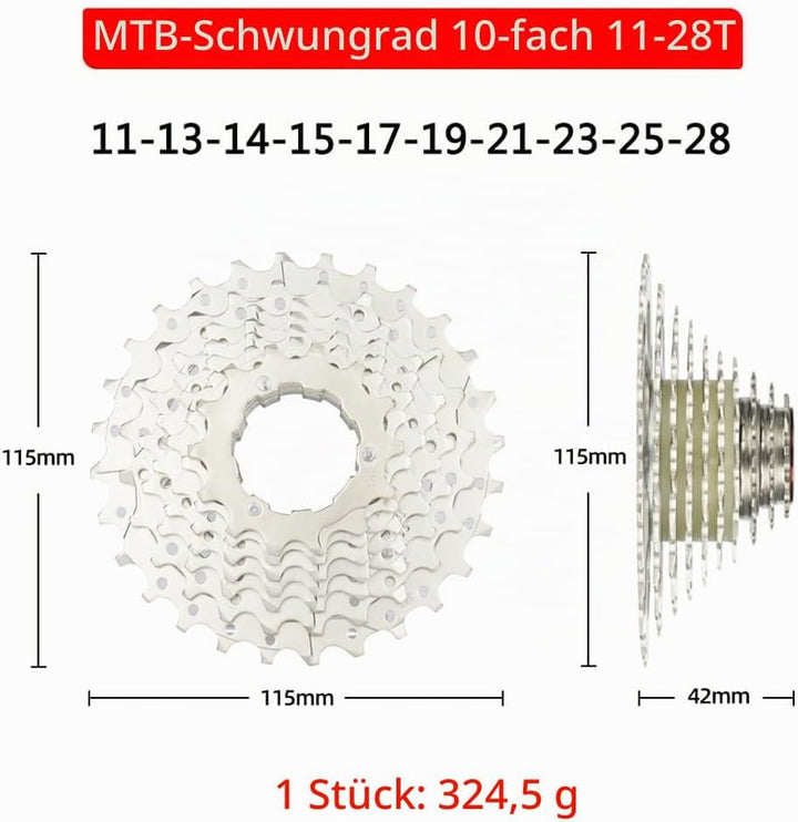 CYSKY 10 Fach Kassette 11-25T/11-28T/11-32T/11-36T/11-40T/11-42T Kassette passend für Mountainbike,