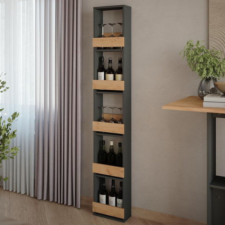 Vicco Weinglasregal Repose, Goldkraft Eiche/Anthrazit, 30 x 180 cm, zur Wandmontage mit Halterungen