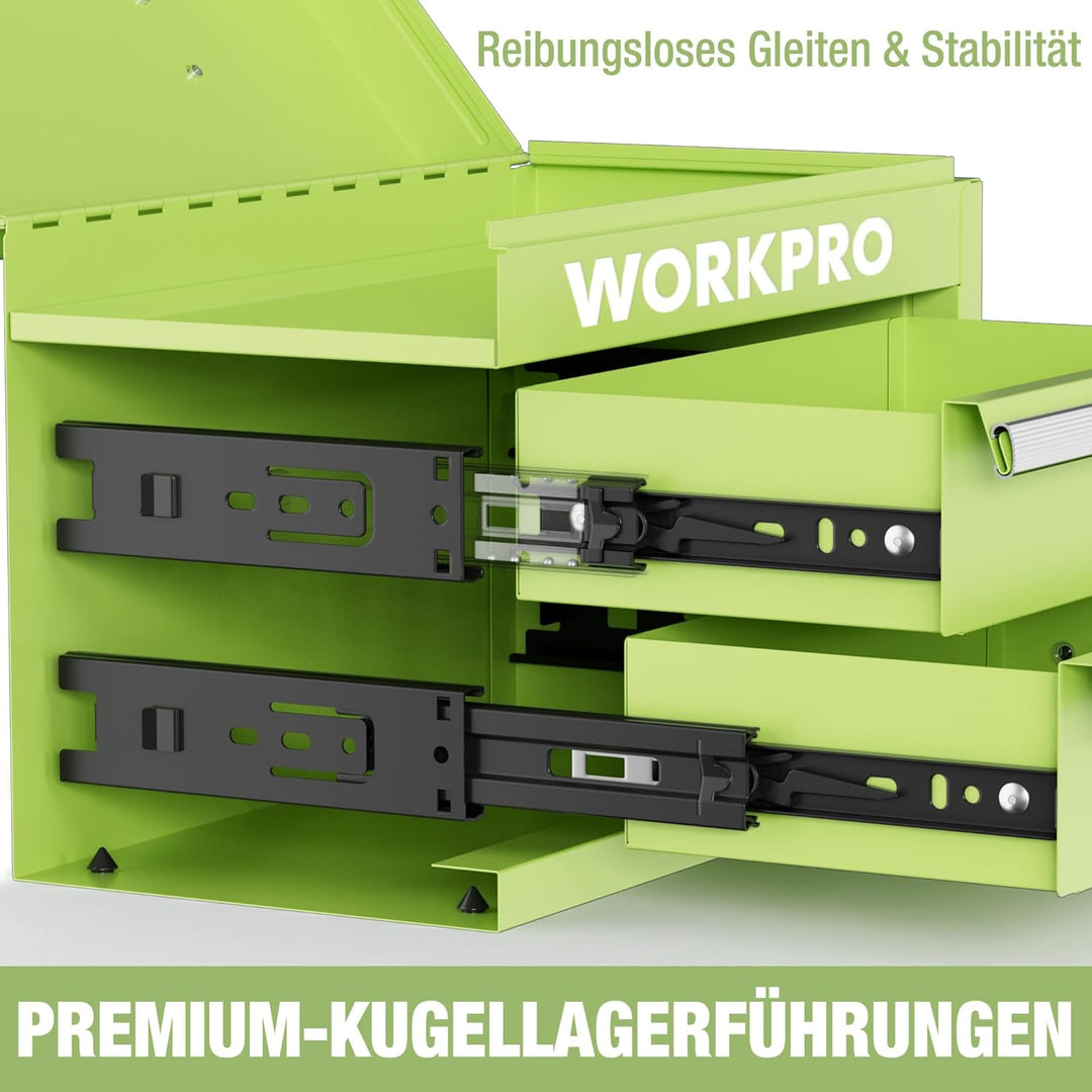 WORKPRO Metall Schubladenbox mit 2 Schubladen & Oberer Stauraum Avocadogrün, 27,5x15x20,8cm Tisch Or