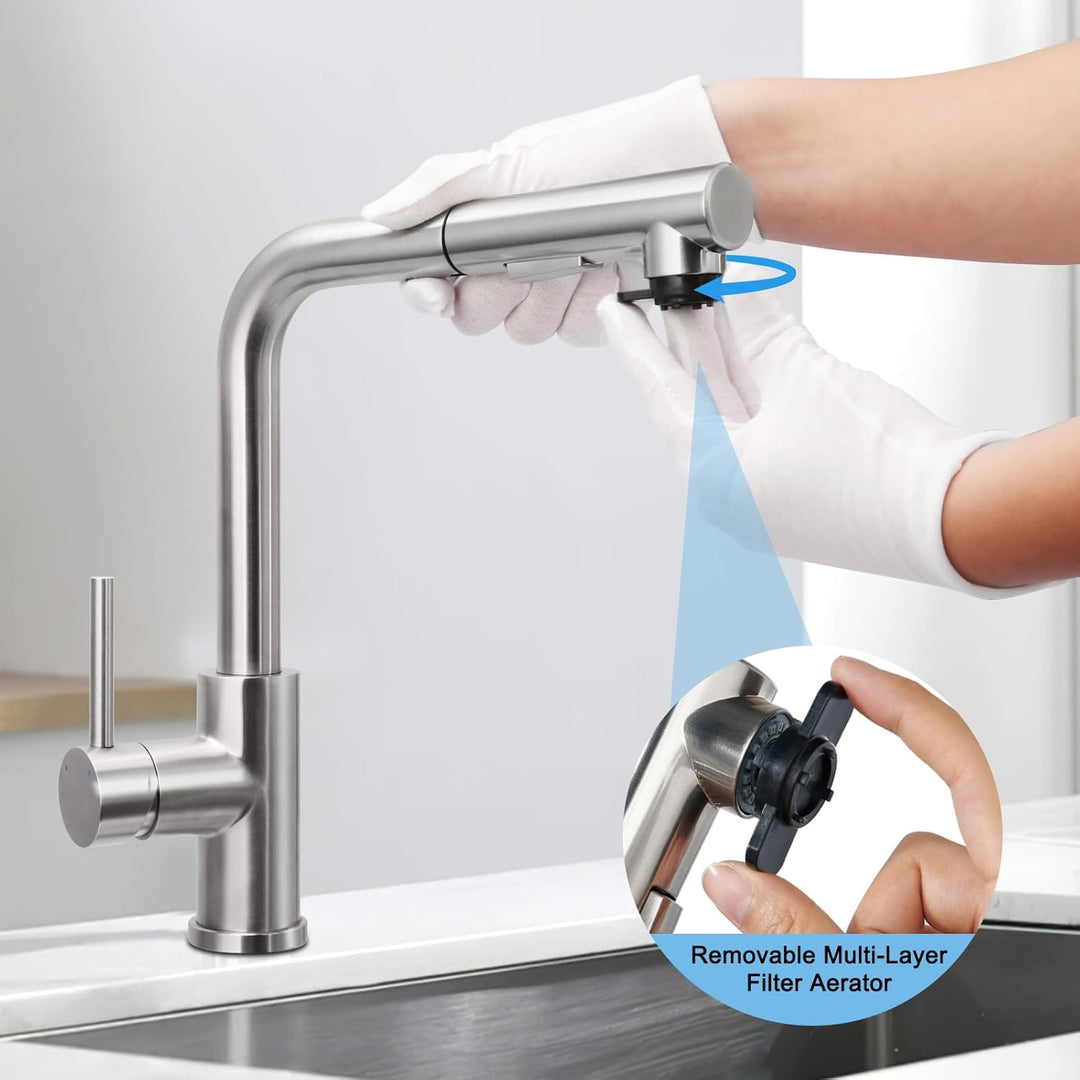 Wasserhahn Küche Ausziehbar, BONADE Küchenarmatur mit Brause, Mischbatterie Küche 360° Schwenkbar，Ar