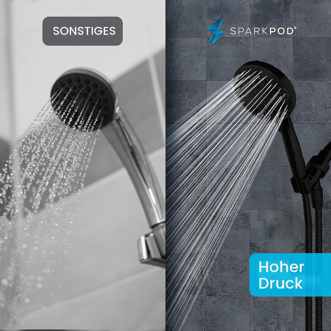 Sparkpod 10-Setting High Pressure Shower Head - Luxury 5" High Flow Hand Held Shower Head with High