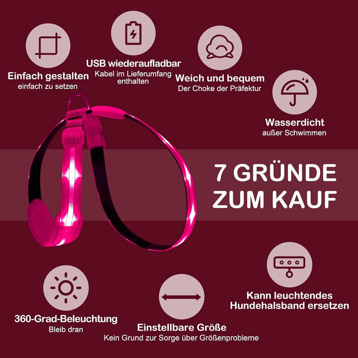 KOSKILL LED Hundegeschirr Wiederaufladbares Beleuchtetes Hundegeschirr Leuchtet Im Dunkeln LED Hunde