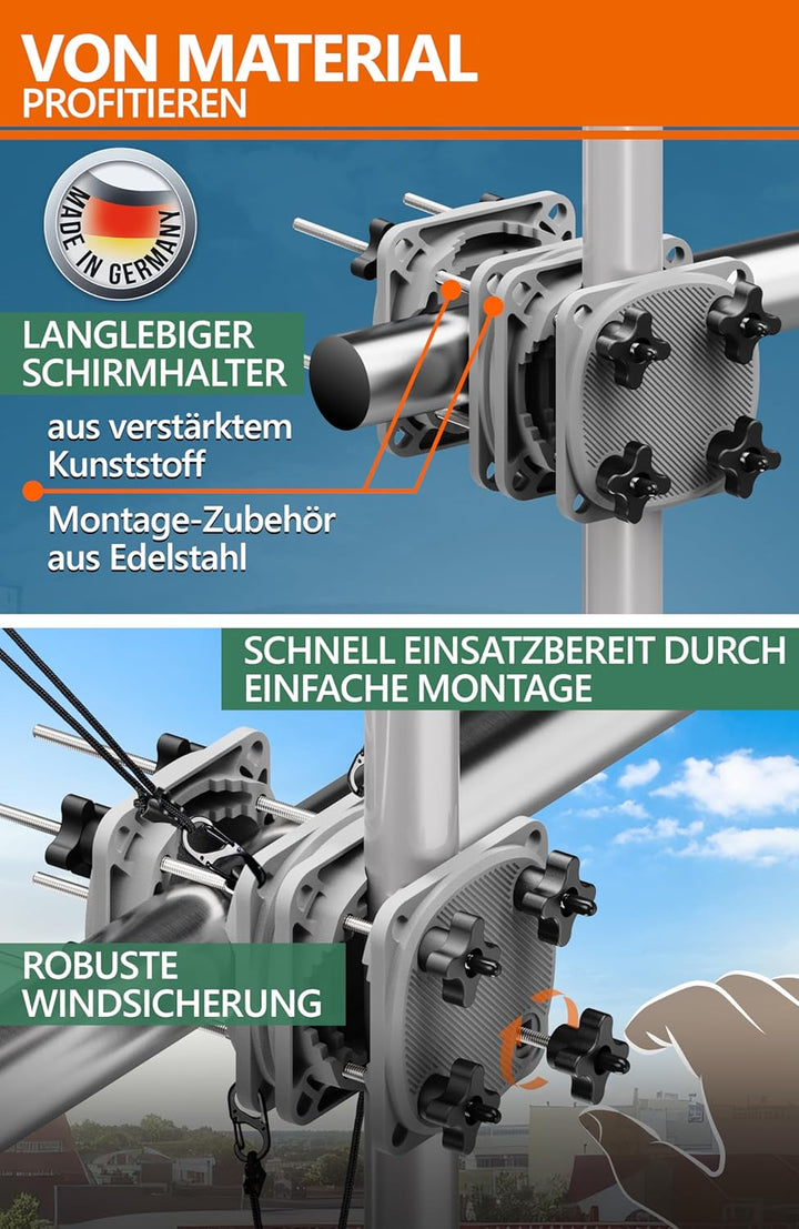 4smile Sonnenschirmhalter Balkongeländer SunnyGuy 2.0, Anthrazit - Universelle Sonnenschirm Halterun