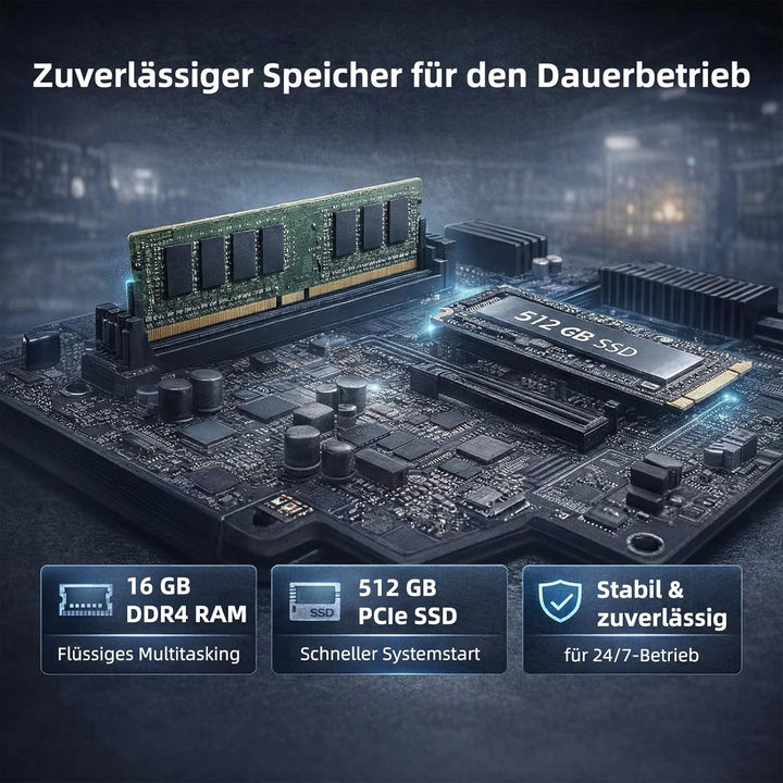 AWOW AK12 Mini-PC, AMD Ryzen 5 R2514 Embedded (4C/8T, bis 3.7 GHz, 15 W), 16 GB DDR4, 512 GB PCIe 3.