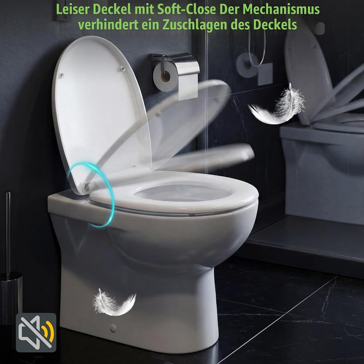 Himimi WC-Sitz mit Absenkautomatik, Quick-Release-Funktion &amp; einfacher Montage, PP O-Form Klodeckel-