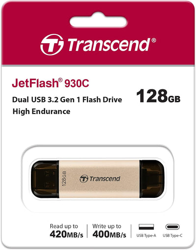 Transcend 128GB JetFlash 930C USB 3.2 Gen 1 Flash Drive TS128GJF930C, Rose Gold, 128GB