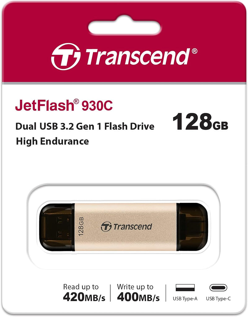 Transcend 128GB JetFlash 930C USB 3.2 Gen 1 Flash Drive TS128GJF930C, Rose Gold, 128GB