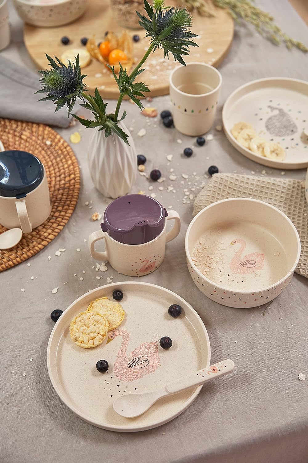LÄSSIG Kindergeschirr Set (Teller, Becher, Schälchen, Löffel) ohne , BPA-frei, für Spülmaschine und