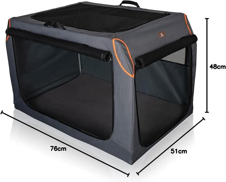 Knuffelwuff Faltbare Hundebox Transportbox mit Aluminiumgestell L 76x51x48cm, 76x51x48cm