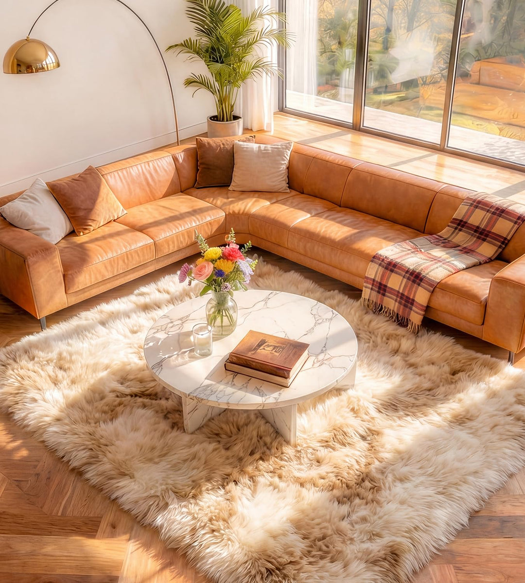 MARATIP Plüsch Teppich,Flauschiger Teppich Rund,grosse Grösse modernes Wohnzimmer,Kinder Mädchen,wei