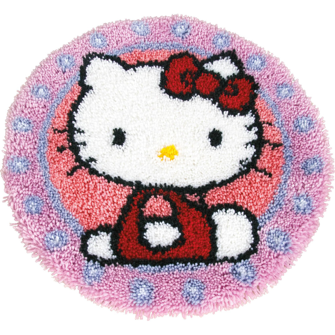 Vervaco Formteppich Hello Kitty Knüpfteppich mit Knüpfhaken, Baumwolle, Mehrfarbig, 55 x 55 x 1 cm