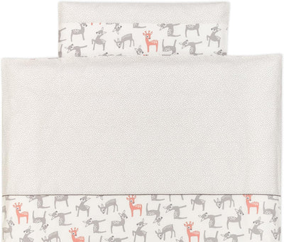 KraftKids Bettwäsche-Set kleine Rehkitze grau orange auf Weiss aus Kopfkissen 40 x 60 cm und Bettdec