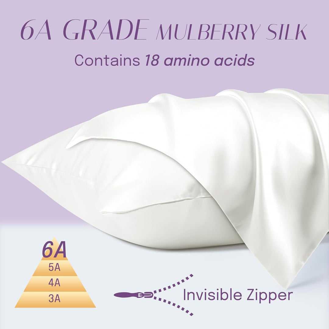 OLESILK Seide Kissenbezug Kissenhülle Haar- und Hautpflege mit Reissverschluss 16 Momme 2 Stücke Elf