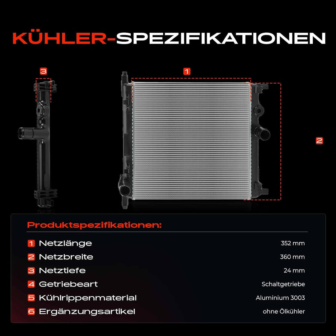 Frankberg Kühler Wasserkühler Motorkühler Schaltgetriebe Kompatibel mit Mii KE1 KF1 1.0L Electric 20