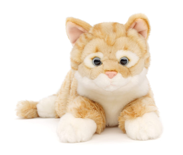 Uni-Toys - Katze mit getigertem Fell (rot-braun), liegend - 38 cm (Länge) - Plüsch-Kätzchen - Plüsch