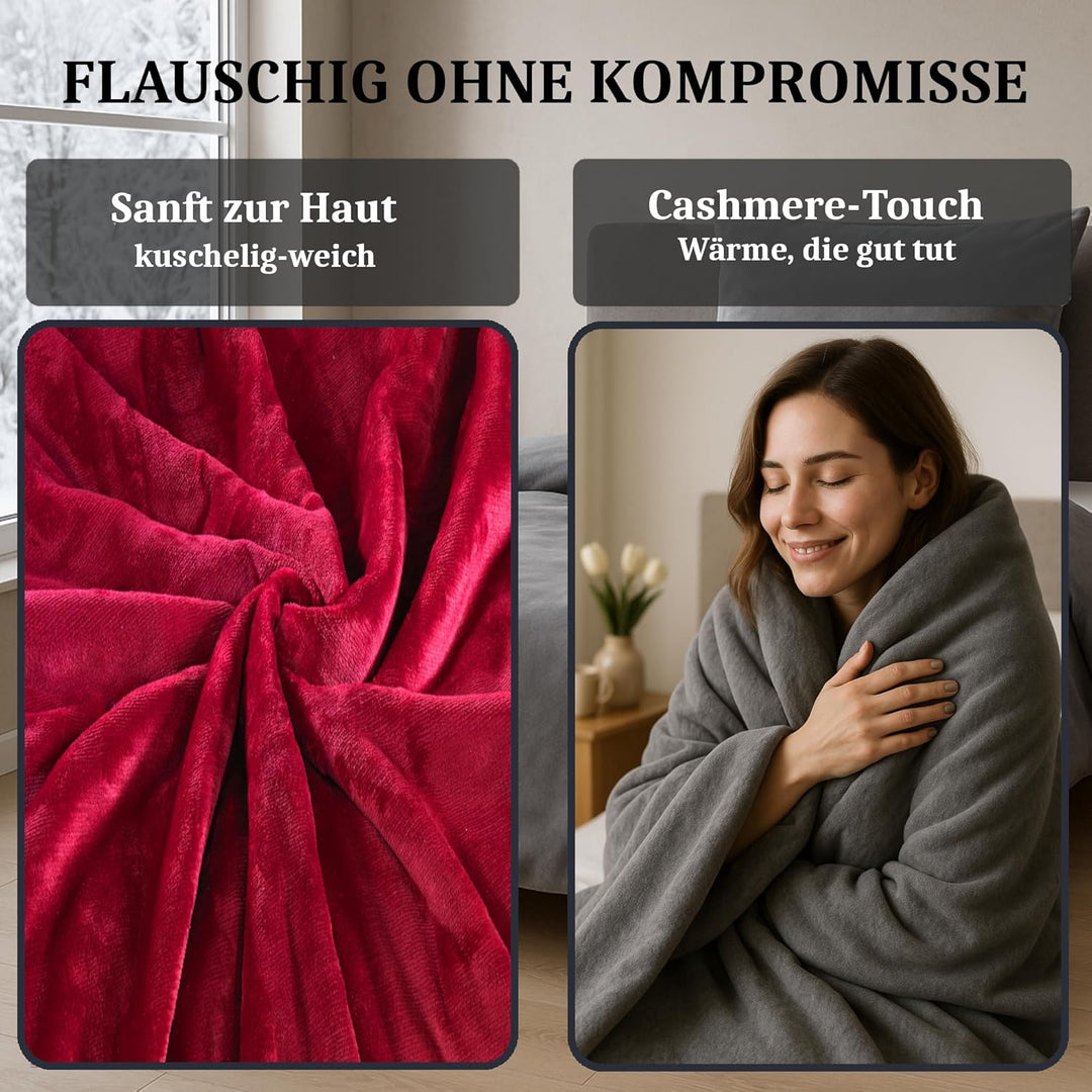 MALIKA Winter Plüsch Bettwäsche Nicky-Teddy Cashmere Coral Fleece 135x200 155x220 200, Grösse:155 x
