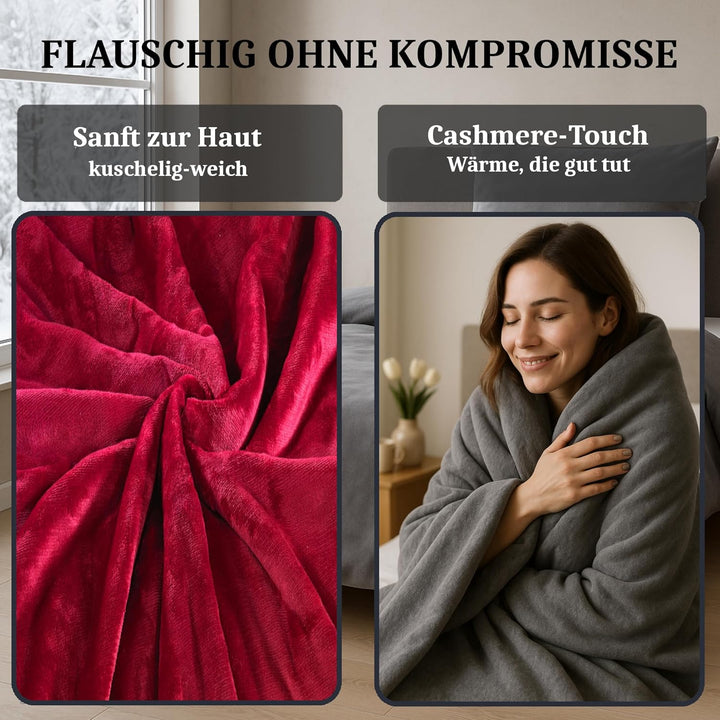 MALIKA Winter Plüsch Bettwäsche Nicky-Teddy Cashmere Coral Fleece 135x200 155x220 200, Grösse:155 x