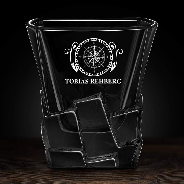 Maverton Whisky Steine Set - in Holzbox mit Gravur - 8 Eiswürfel + 2 Whisky Gläser + Zange + Samtbeu