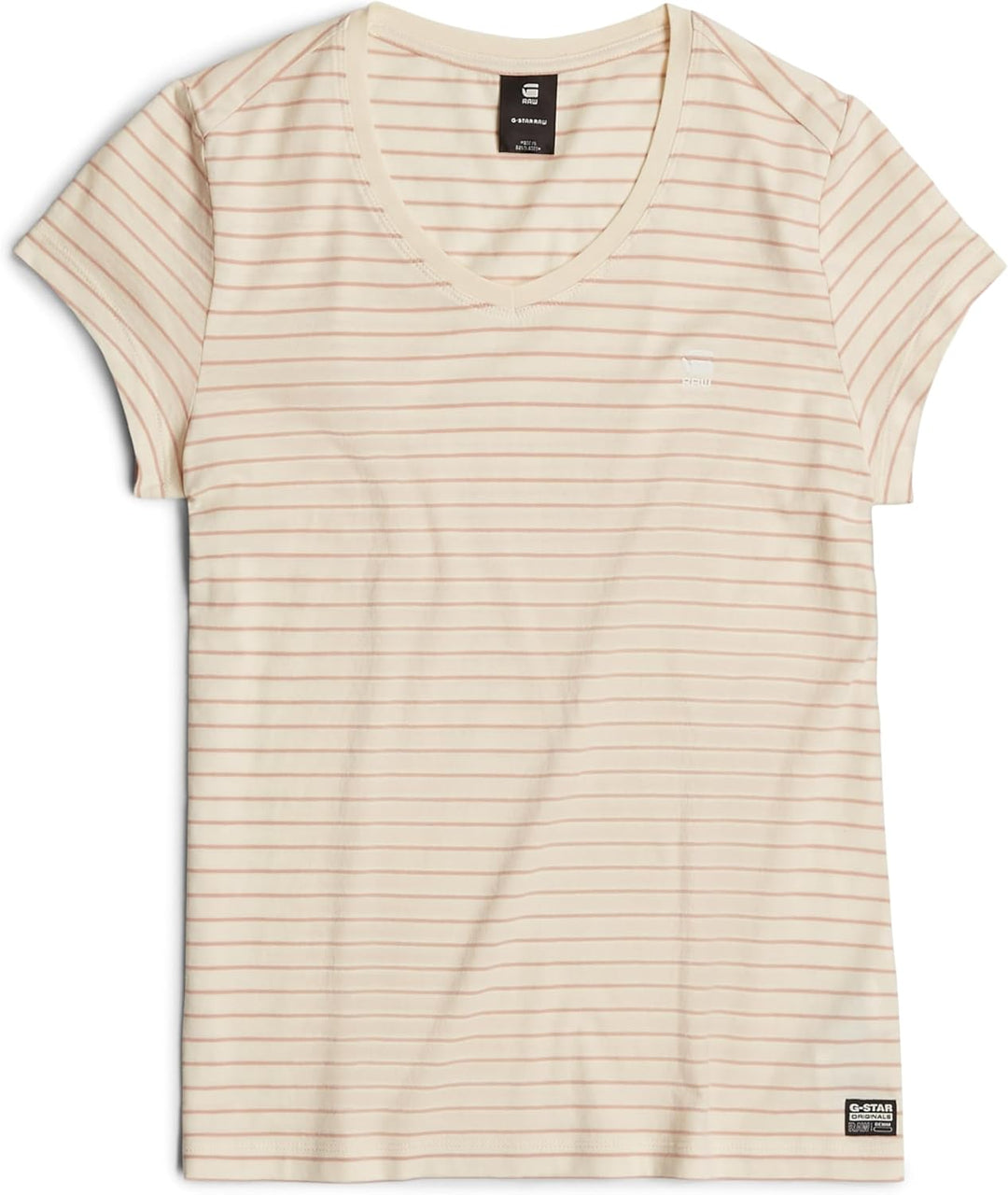 G-STAR RAW Damen Eyben Slim V-Neck Top 2.0 T-Shirt XS Mehrfarben (Antique White/Rugby Tan Stripe D24