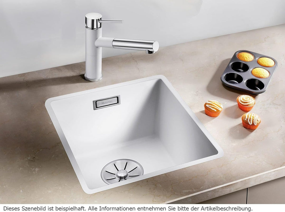 BLANCO SUBLINE 320-F – Flächenbündige Granitspüle aus SILGRANIT für 40 cm breite Unterschränke – gra