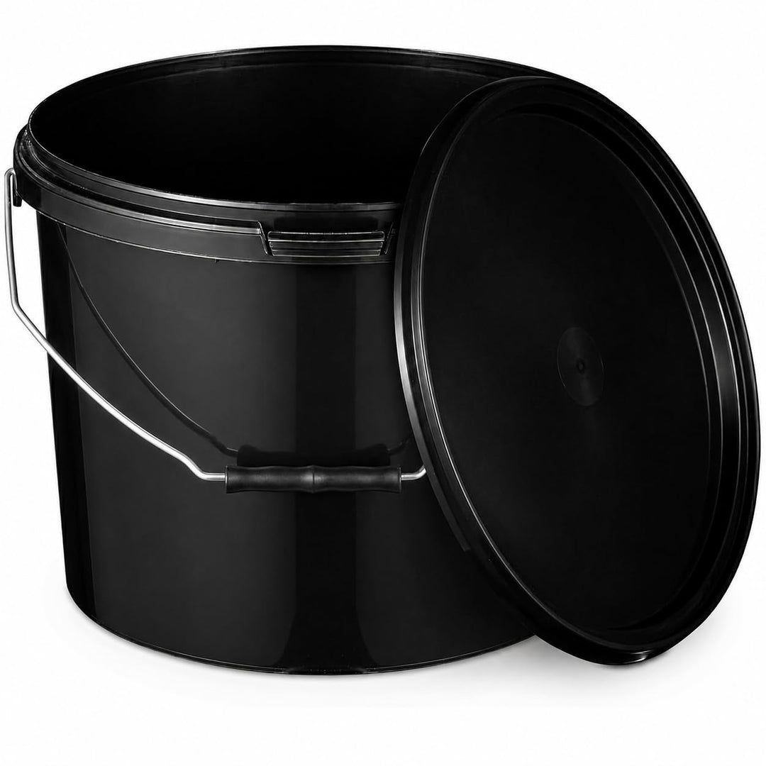 BenBow Eimer mit Deckel 10l schwarz 5X 10 Liter - lebensmittelecht, stabil, luftdicht, auslaufsicher