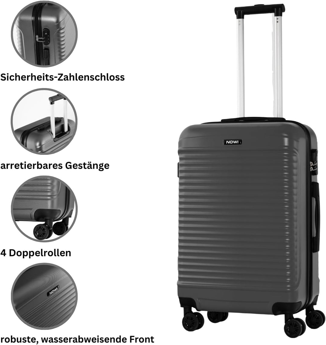 NOWI® Las Palmas Koffer Klein, Leichter Hartschalenkoffer mit Rollen, 34L passend für Ryanair, Lufth