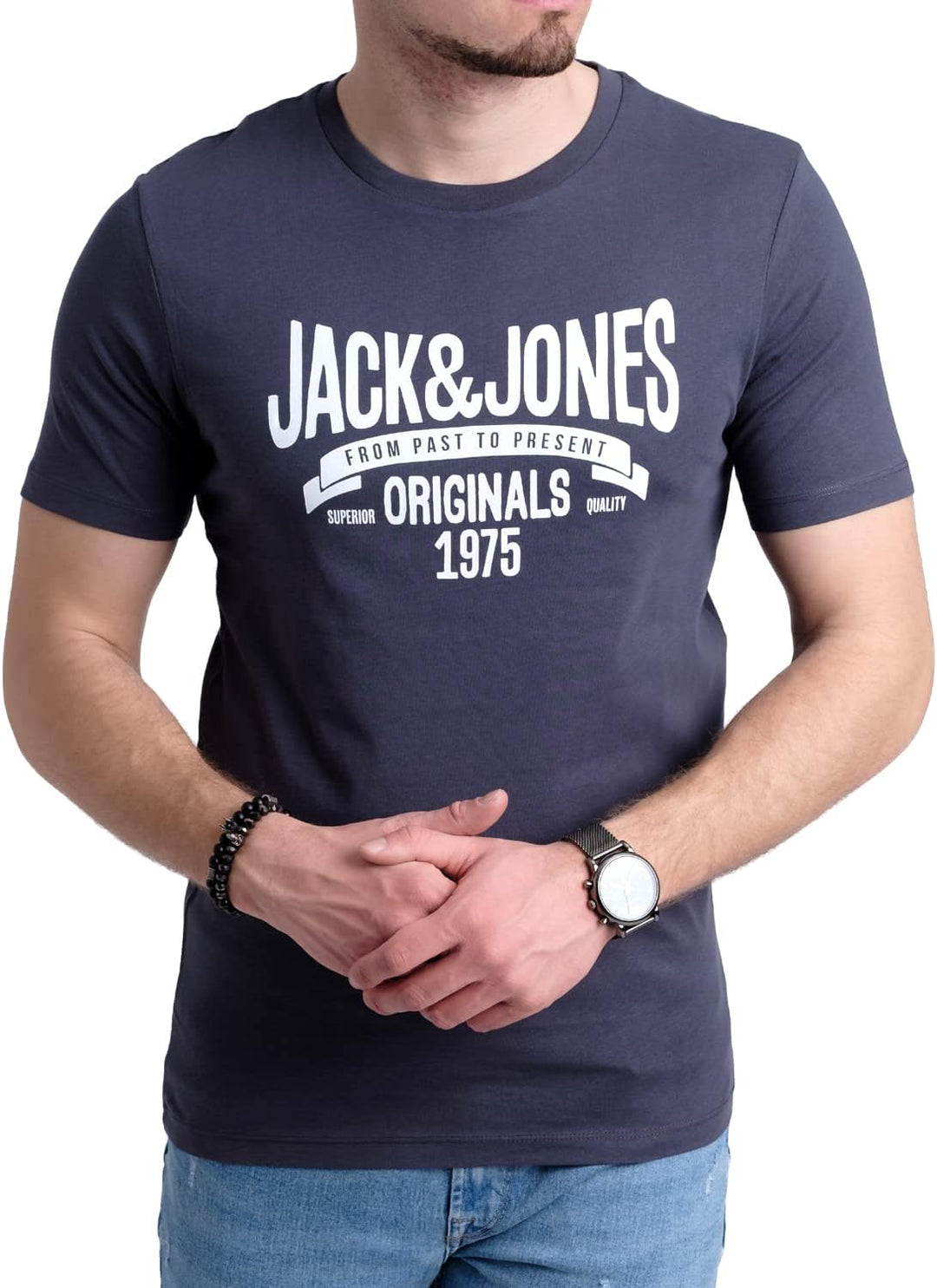 JACK & JONES Herren 5er-Set T-Shirts in verschiedenen Styles, Prints und Farben aus Baumwolle S Irin