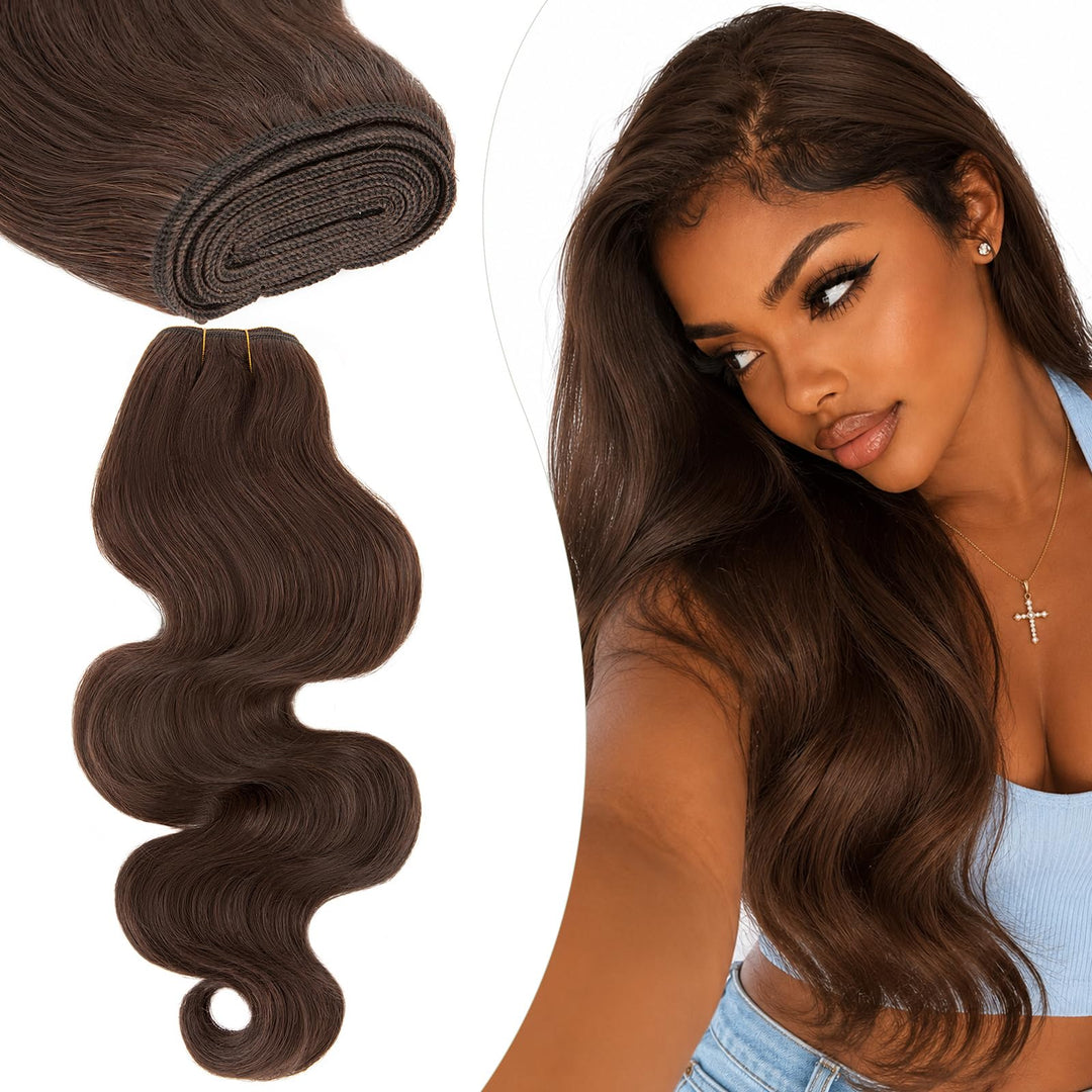 Elailite Haartressen Echthaar Sew in Bündel Hair Extensions Tressen Haarverlängerungen Brasilianisch