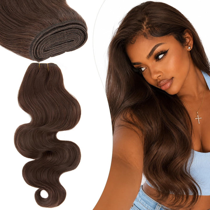 Elailite Haartressen Echthaar Sew in Bündel Hair Extensions Tressen Haarverlängerungen Brasilianisch